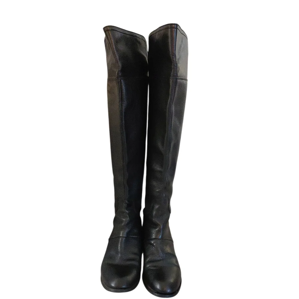 Nine West Black Over The Knee Leather Riding Boots 8 M